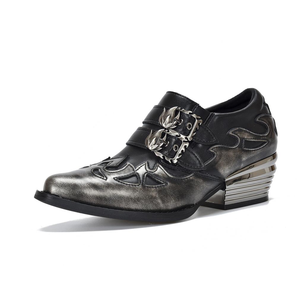 Fashion Men's Women's Retro Chelsea Short Boot Men Women Willow Nails Animal Pattern Belt Buckle Low Top Boots  Knight Boots Botas Mujer