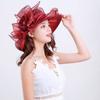 Travel Organza Mesh Hat Flower Beach Cap Elegant Bridal Wedding Hat  for Women