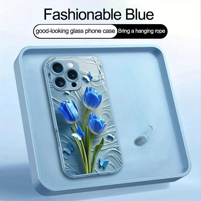 Gentle Wind Powder Tulip Mobile Phone Case iPhone14/15ProMax Light and Thin Bare Metal Feel Protective Case