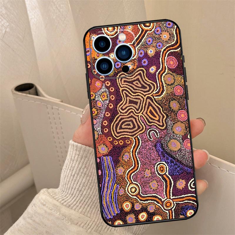 Aboriginal Art Print Phone Case For iPhone 16 15 14 13 12 11 Pro Max XS X XR 7 8 Plus 12 13 Mini Back Cover