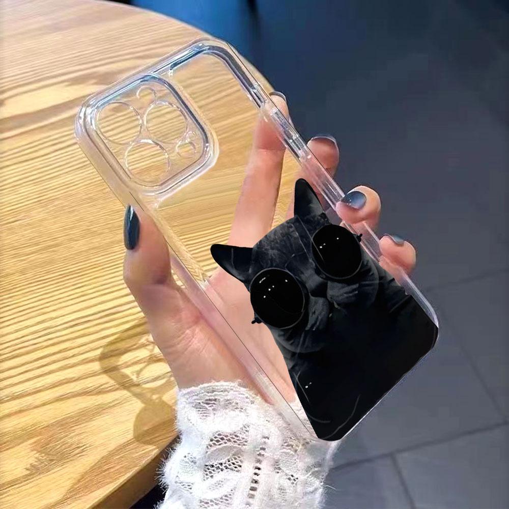 Cool Black Cat with Sunglasses Phone Case for IPhone 17 15 16 14 13 12 11 Pro Max  Plus 12 13 Mini TPU Protect Cover