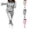 Thick 2 Pcs/Set Lady Tracksuit Heart Print Warm Hoodie Suit Breathable Solid Color for Daily Wear Autumn