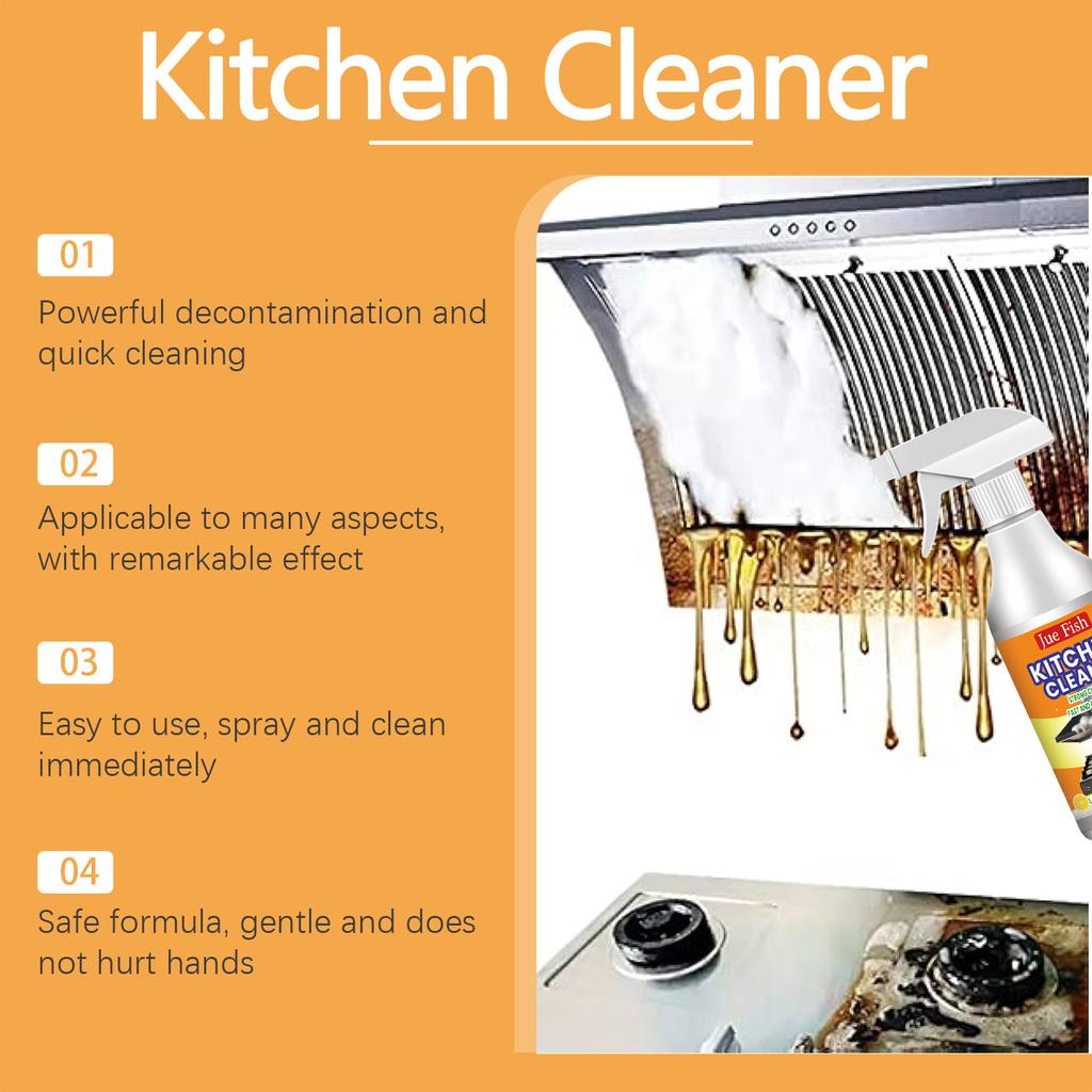 Jue Fish Kitchen Grease Cleaner Multi-Action Cleaning Kitchen Hood Cooktop Heavy Duty Stubborn Stains