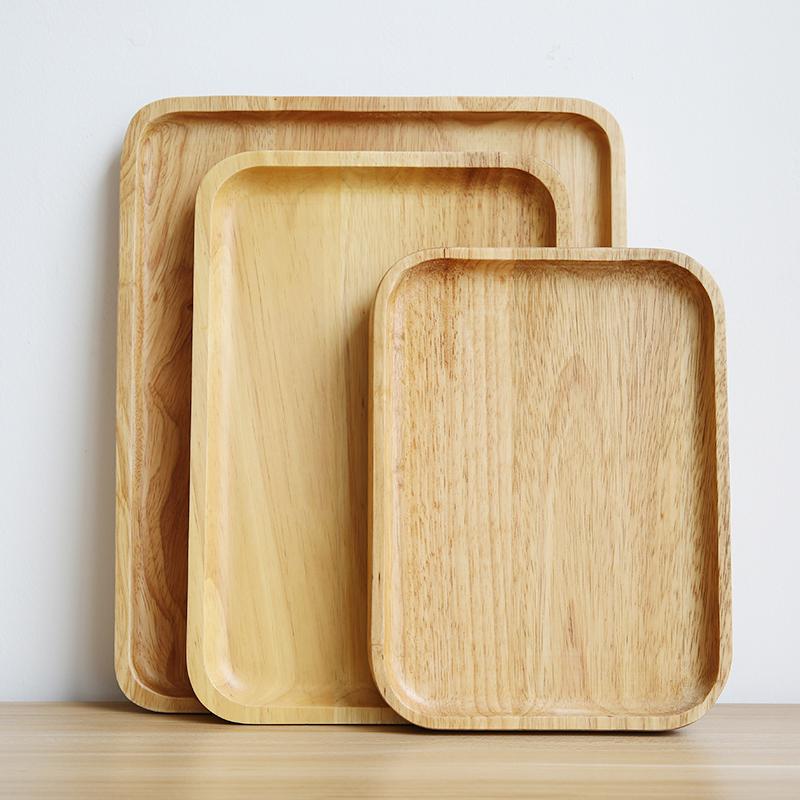 Coffee Tea Tray Wooden Serving Tray Rectangle Wooden Plate Kitchen Tray for Food Fruit Cake Snack Serving Plate Wood Tableware