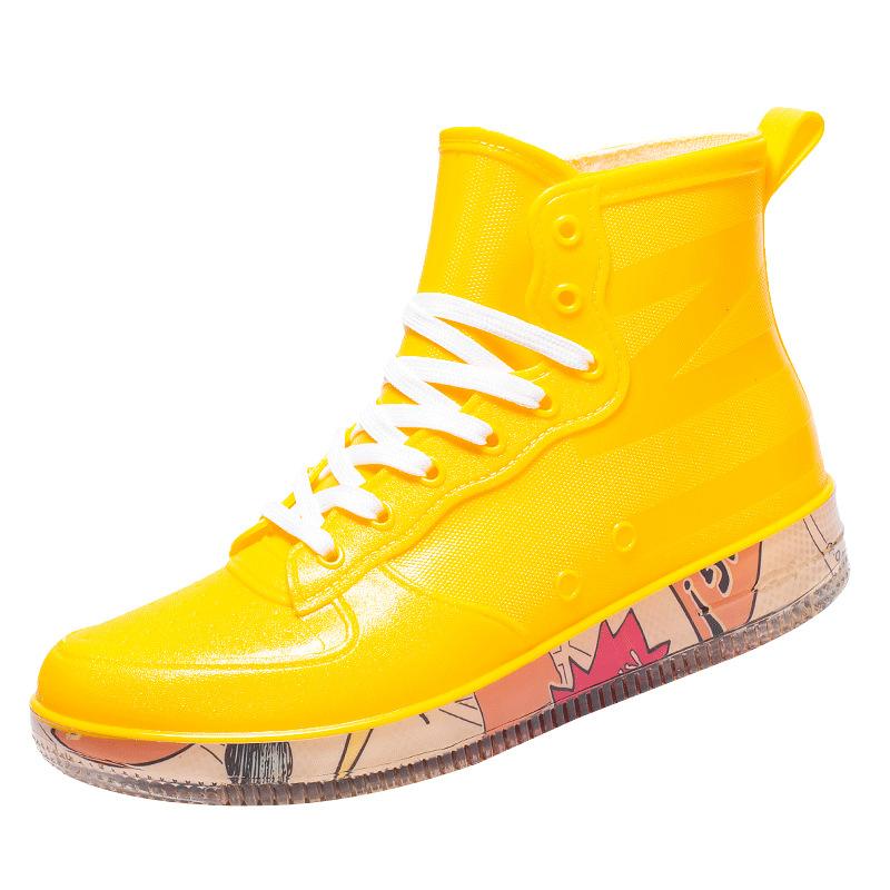 2025 Male Fashion Rain Boots Durable Waterproof Rubber Fishing Shoes Trendy Nude Boots Anti-skid Work Chef Shoes New Sneakers