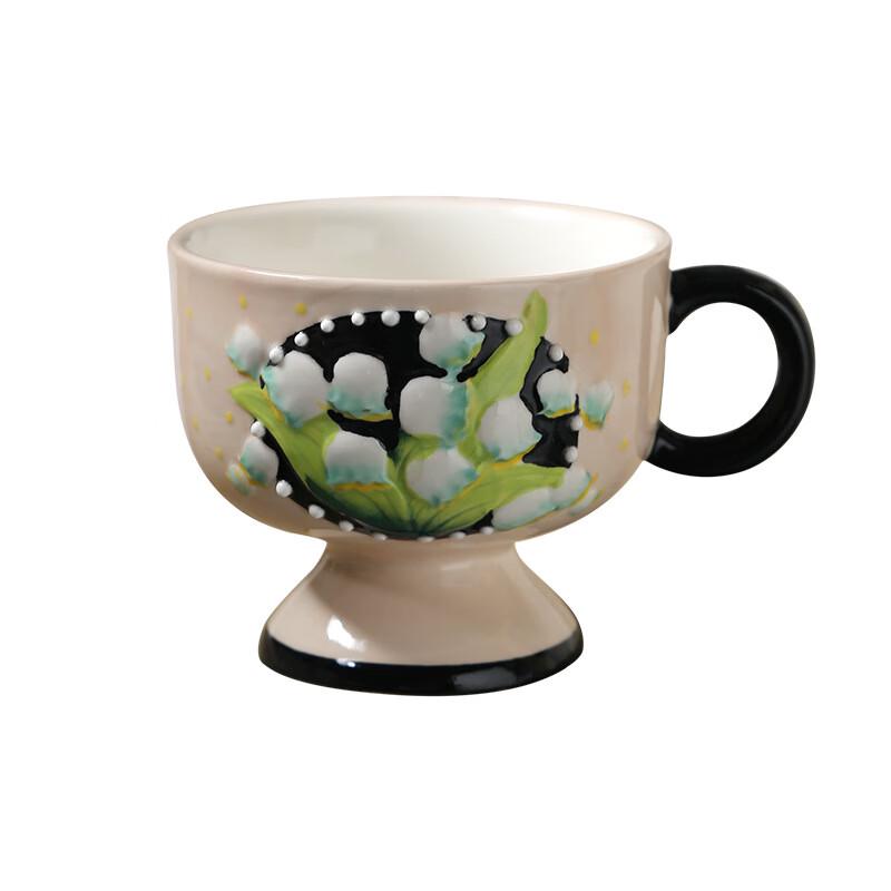 Hand-Painted Lily of the Valley Ceramic Coffee Cup
