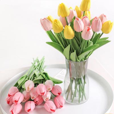 6 Pcs Artificial Tulip Flowers Real Touch Faux PU Tulip Bouquet Fake Flower Arrangement for Home Room Office Party Wedding Decoration