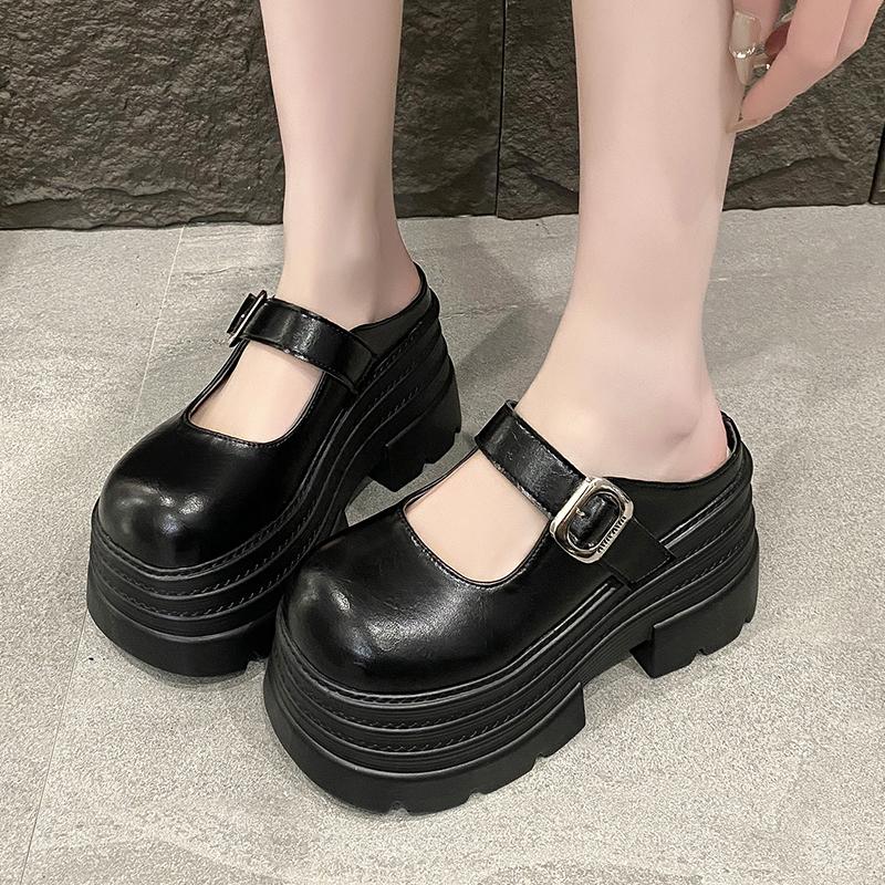 Fashion 10cm Pu Leather Platform Wedge Flats Summer Autumn Breathable Slip On Pumps Spring Synthetic Mary Jane High Brand Shoes