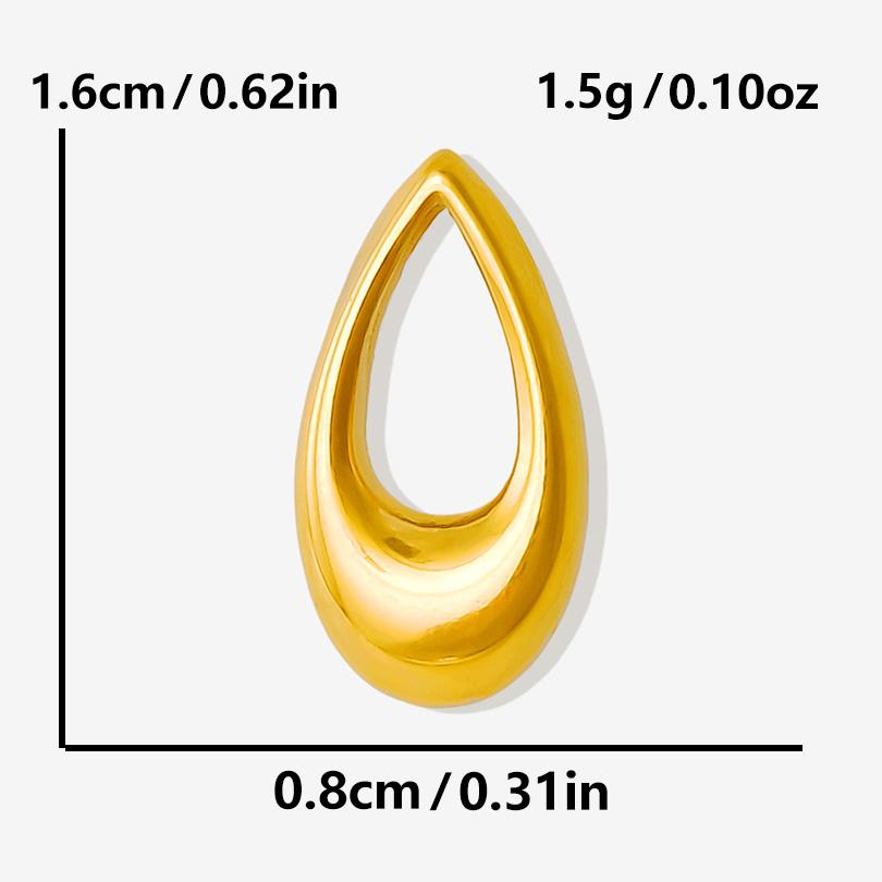 6pcs Simple Geometric Oval Water Droplets Real Gold Plated Stainless Steel Charms For Jewelry Making Supplies DIY Heart Pendant