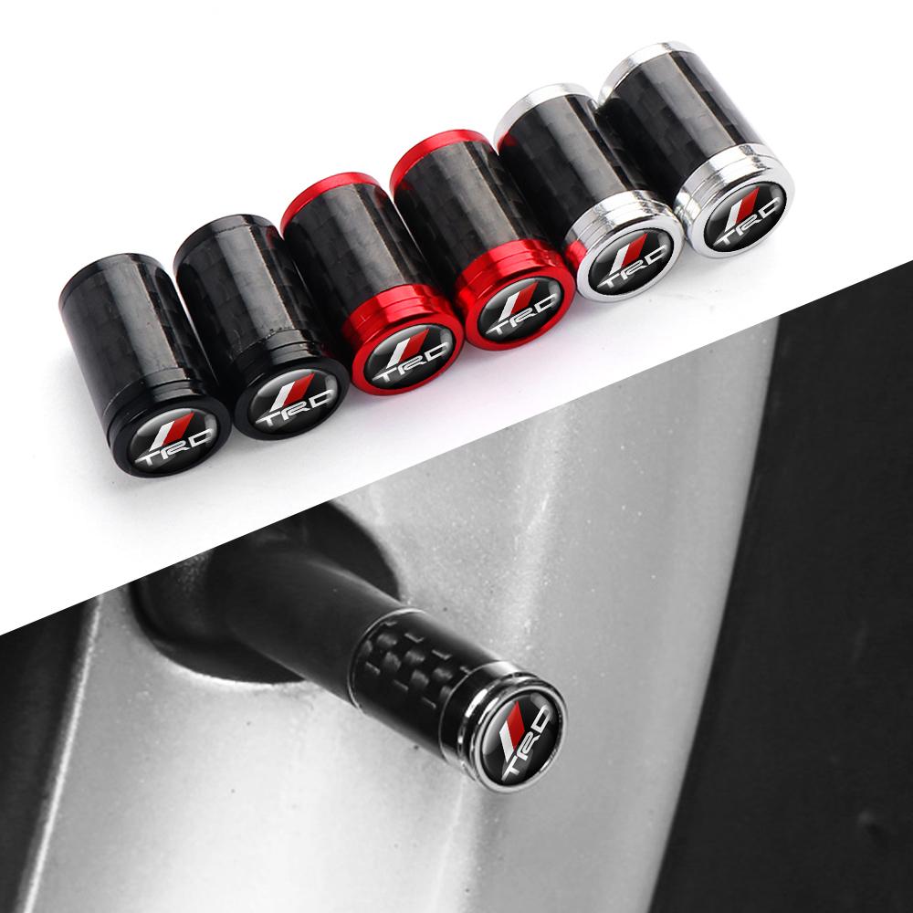 LEKR1 4Pcs Car Decoration 4D Carbon Fiber Wheel Tire Dust Cap For Toyota GR Sport Gazoo Racing Yaris 86 Corolla Hilux Supra C-HR TRD