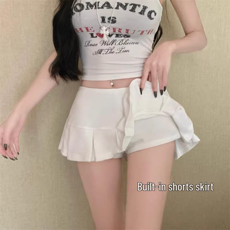 Spring/Summer Women's Trendy Low-Waist Pleated A-Line Skirt - Sexy, Slimming, and Flattering Short Wrap Skirt