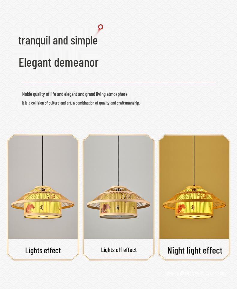 Retro Bamboo Pendant Lamp for Restaurants and Hotels - Chinese Style with Spotlight