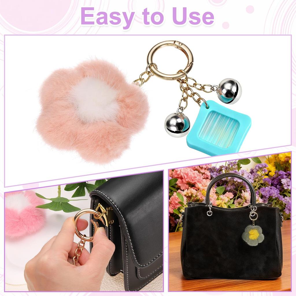 Uxcell 5,1" Blume Plüsch Schlüsselanhänger, Nerzfell Bommel Blume Taschendekoration, Autoschlüsselanhänger mit Rex Floral Petite Anhänger, Taschendekoration, Handtaschen Schnalle,