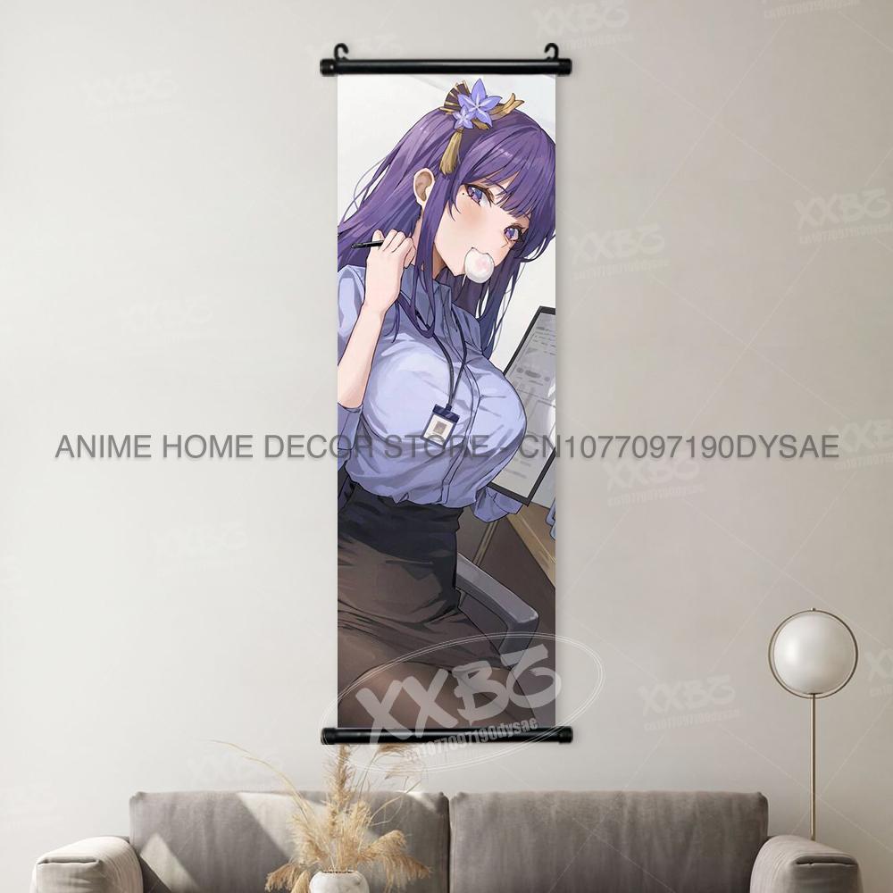 Game Genshin Impact Poster Sexy Anime Mona Home Decor Scroll Picture Sucrose Wall Art Decorative Hanging Painting Interior Mural