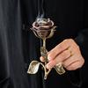 Vintage Rose Incense Burner, Metal Flower Holder, Decorative Tabletop Ornament Bedroom Living Room Office, A Thoughtful Gift for Meditation