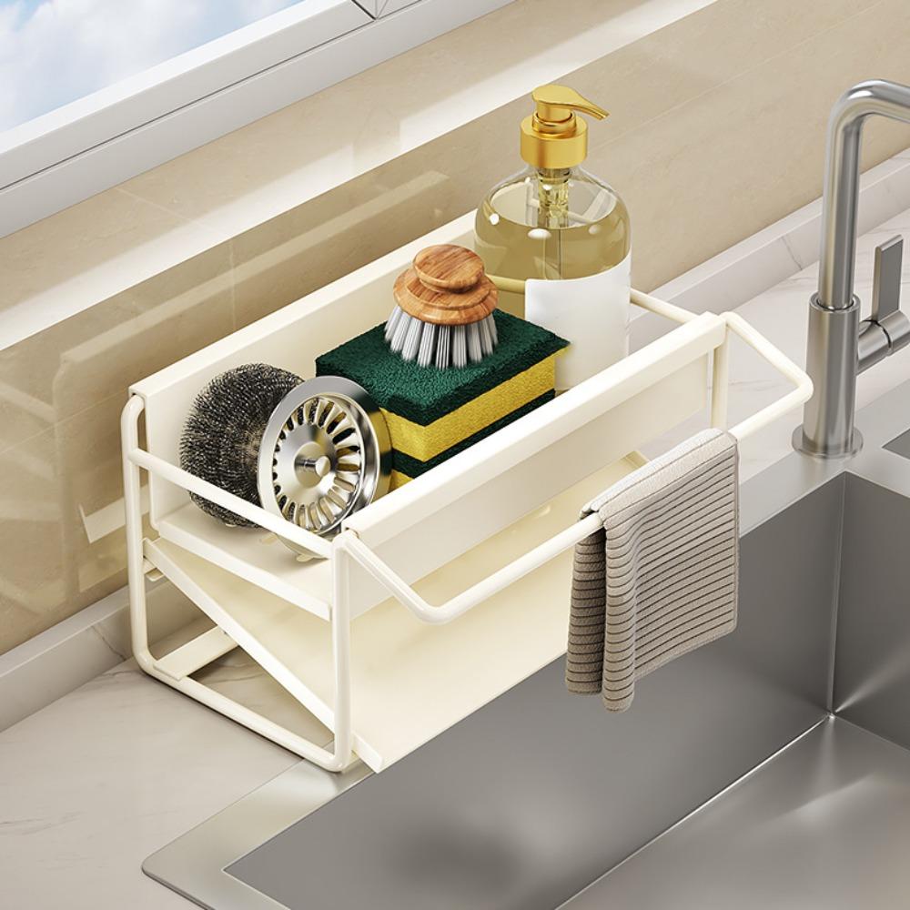 

Carbon Steel/Stainless Steel Sponge Holder Self Drain Storage Rack Horizontal Bar Style 4