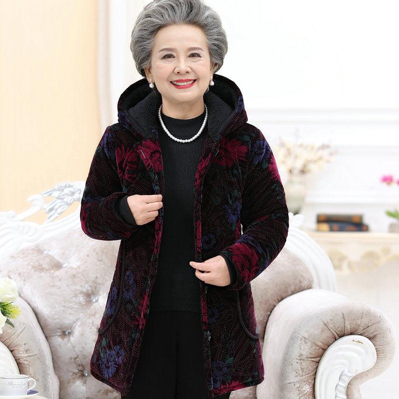 Winter Women's Plus Velvet Thick Cotton-padded Jacket   Cotton-padded Corduroy Hooded Warm Padded Jacket