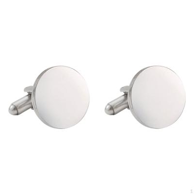 2Pcs Cuff Links for Men, Round Buttons Dress Shirt And Business Events