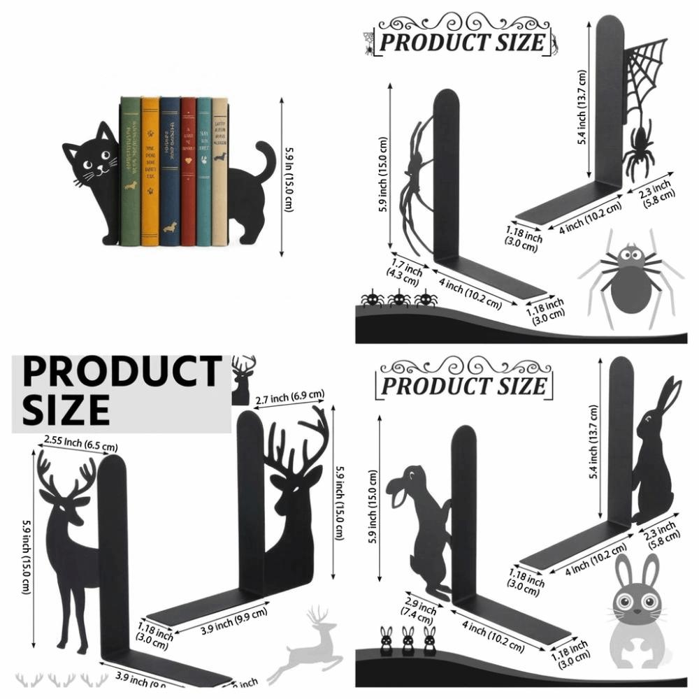 Cute Cat Bookend Decorative Book Stopper Reading Enthusiast Metal Bookend  Bookshelf