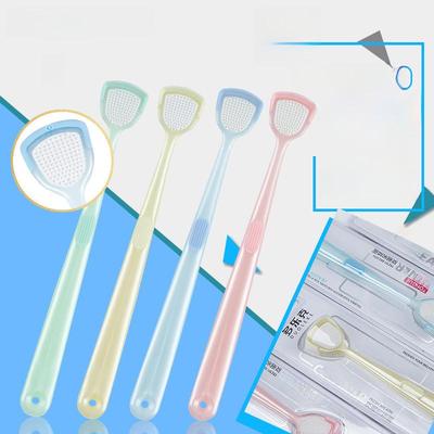 Zahnbürste mit weichen Borsten und Zungenschaber mit Doppelfunktion für die Mundreinigung