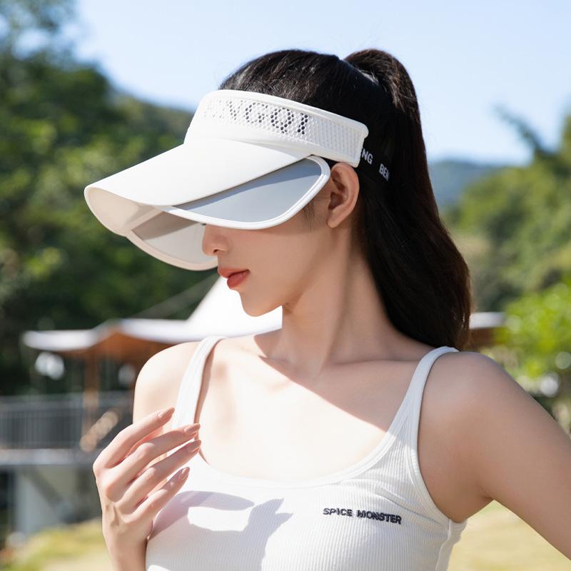 Summer new hat women's versatile letter pull plate sun protection empty top hat sports visor outdoor sun hat