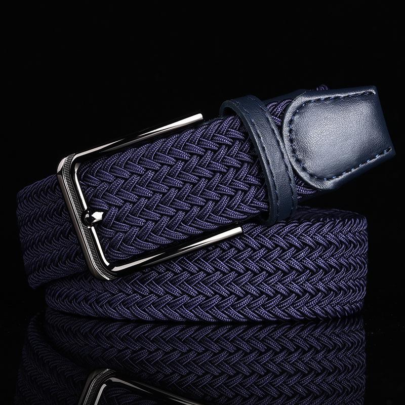 Trendy Youth Elastic Woven Canvas Belt with Pin Buckle for Golf & Military Training