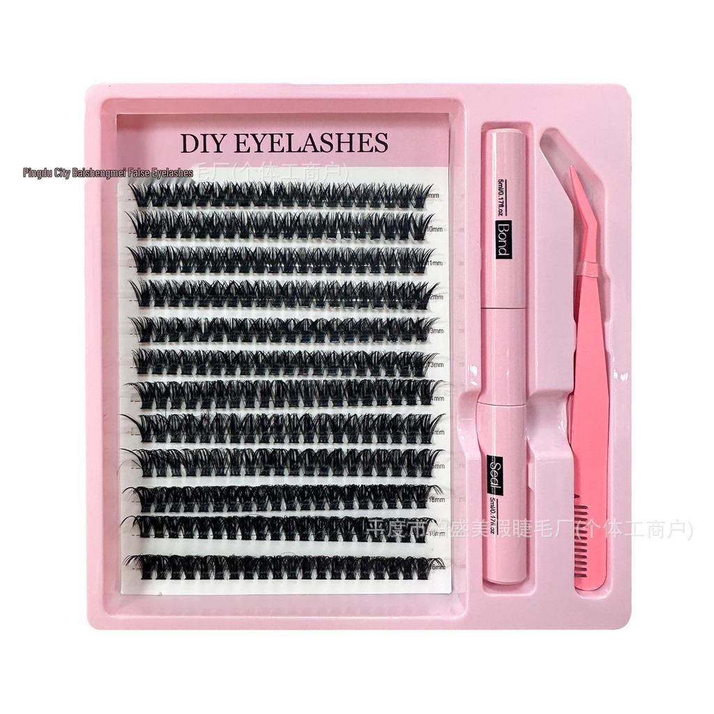DIY Segmented Cluster Cross Fake Eyelashes - European & American Style