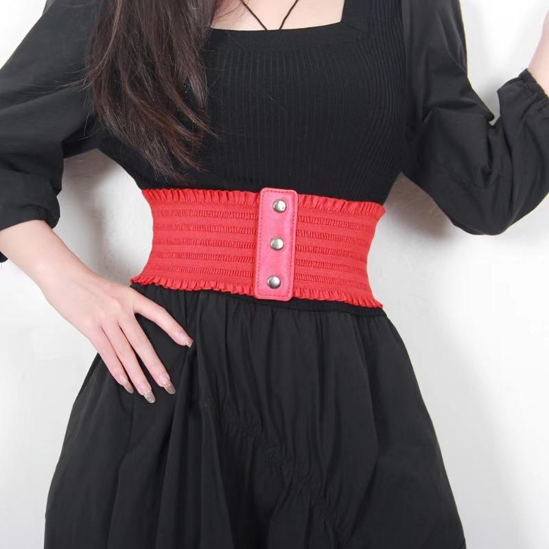 Ceinture large à volants triple boucle élégante ceinture élastique décorative pour robe pour femme grande taille