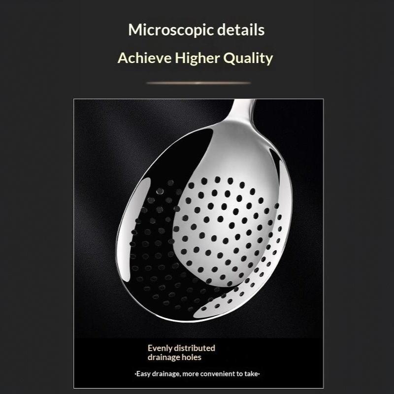 Stainless Steel Kitchen Spoon Set Food Grade Smooth Polished For Cooking Straining Noodles Serving Rice