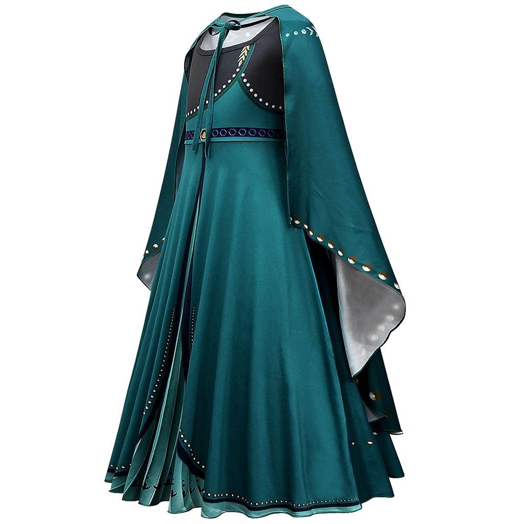 Toddler Girls Princess Anna Coronation Costume Cosplay Kids Skirt Snow Queen Dress Halloween Costume with Accessories Size Years Old 140 [Dressy