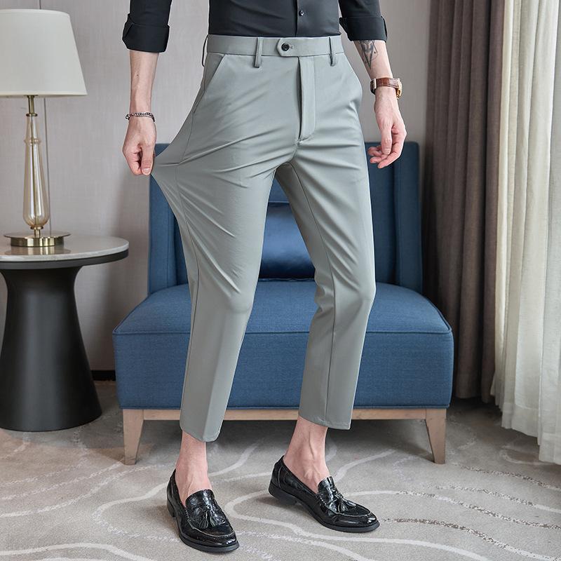 Douyin Hot-selling Model, Summer New Thin Casual Pants, High Elasticity and Ice-cool Men's Versatile Nine-point Pants Men's