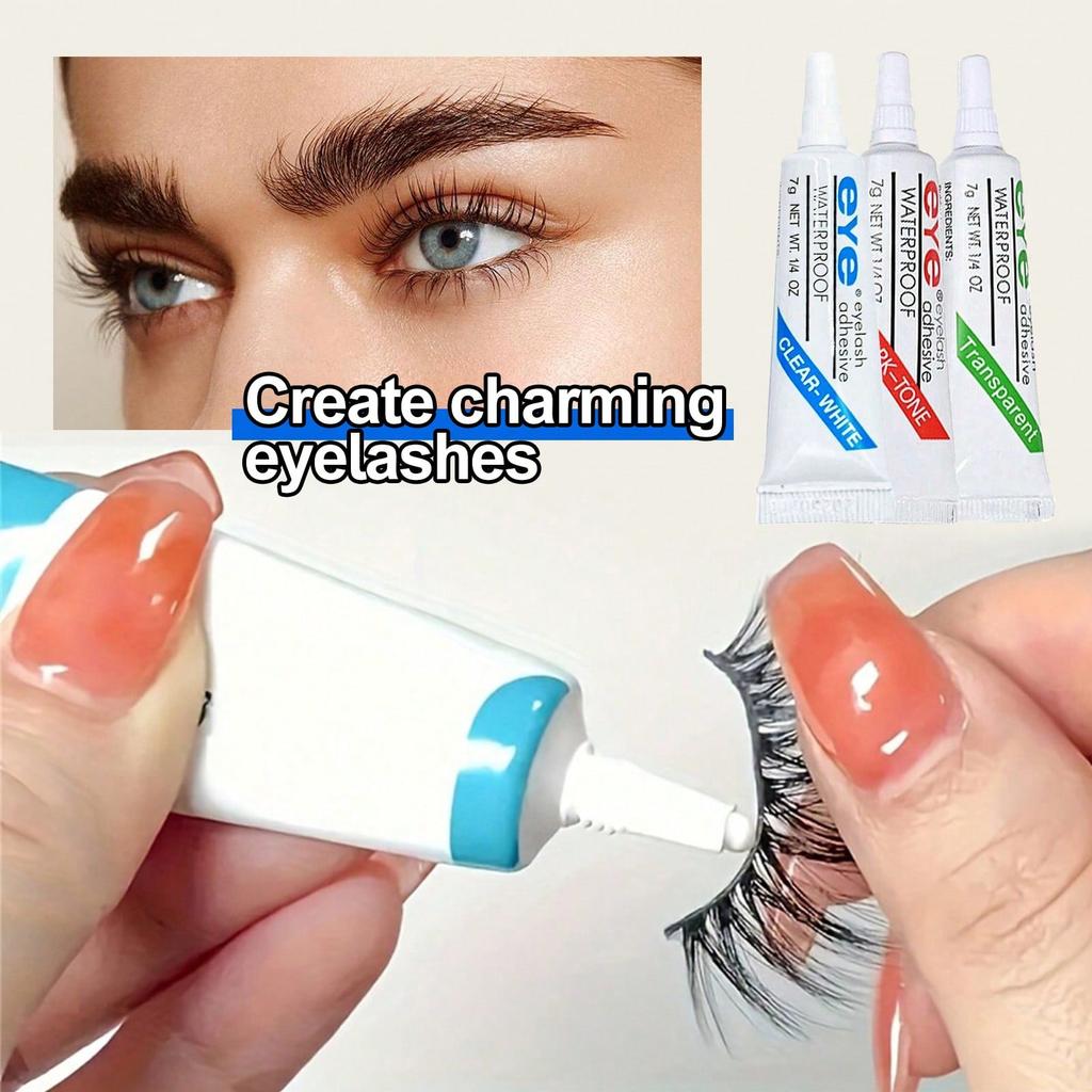 1/3/5 Pcs Eyelash Glue, Available In White/Black/Transparent, Bundled With 7g Eyelash Extensions. Qu