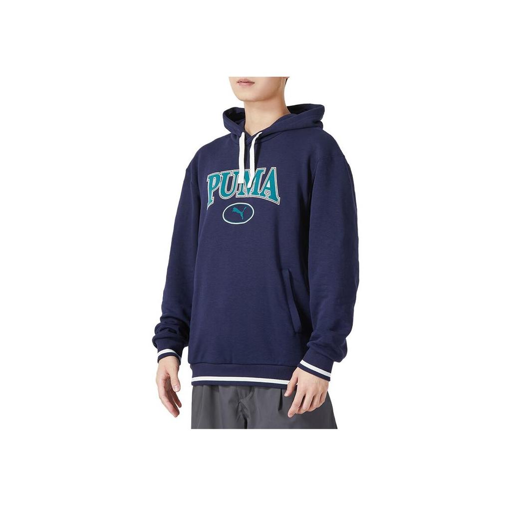 Puma Letter Print Casual Sports Hooded Breathable Pullover Sweatshirt Men sweatshirt Navy-Blue 678419-06