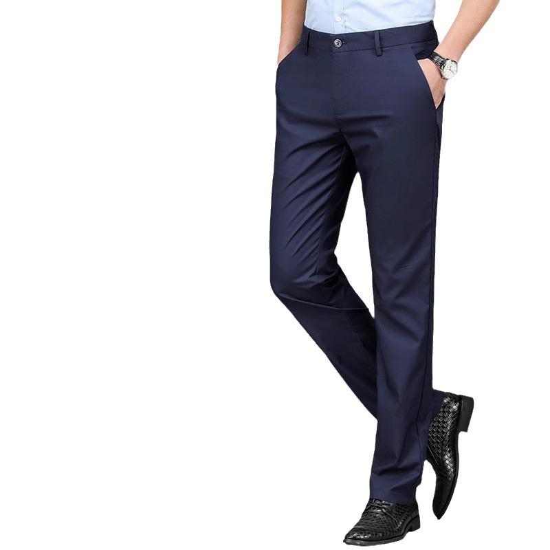 2025 Men's Casual Stretch Solid Color Straight-Leg Trousers