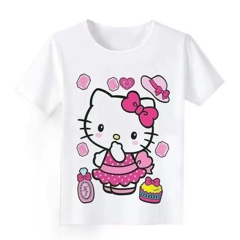 

2026 Sanrio Hello Kitty Casual Shortsleeve Roundneck Hotselling Comfortable summer Womens Tshirt loose fit S