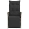 Poltrona da Giardino Regolabile con Cuscini in Polyrattan Grigio
