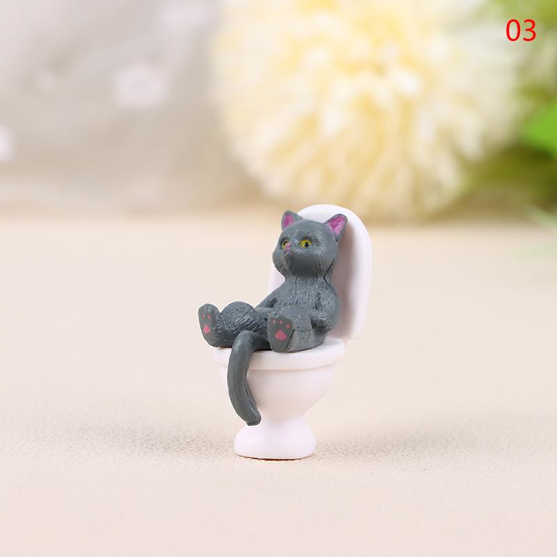 1 Stück Toiletten-Serie Miniatur Katzenfigur Niedliche Langlebige Katzenstatue Schön Aussehend Für Büro Mini Puppenhaus Dekoration