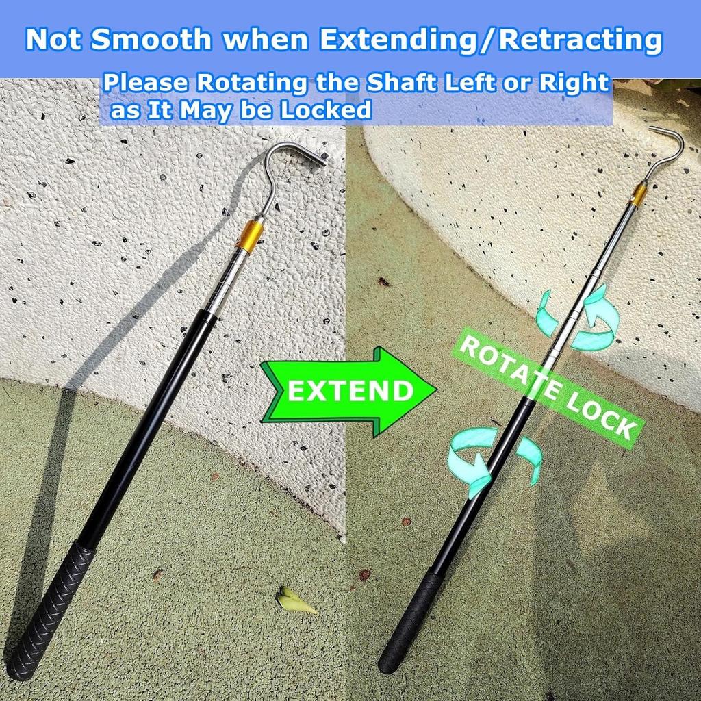 Portable RV Awning Opener Puller Reach Rod Pole For Tent Shelter Camper Canopy, Extends From 16" To 60" With Multi-Section Locking