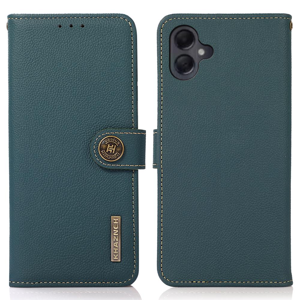 KHAZNEH For Samsung Galaxy A06 4G Case Genuine Cow Leather RFID Blocking Wallet Phone Cover