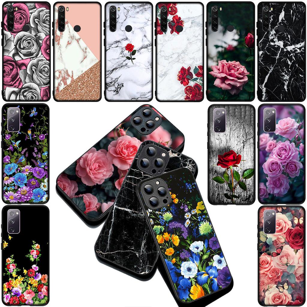 Texture Rose Flower Marble Grain Cover for Motorola Moto G35 G22 G23 G32 G53 G60 G72 G64 G20 G71 G52 G41 G42 E13 E20 E32 Case