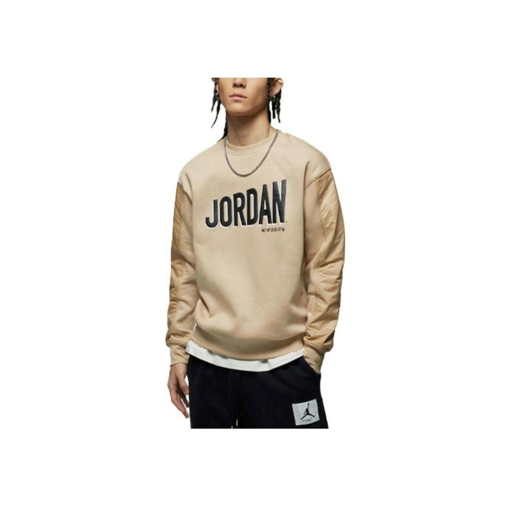 Jordan Felpa Sportiva Casual con Stampa Logo Alfabetico Uomo Top Giallo Deserto DV7589-277