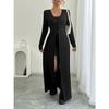 Women's Open Front Long Sleeve Cardigan Loose Fit Casual Solid Long Coat