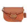 Kat 25 Solid Color Logo Embossed Nameplate Clasp Closure Leather Saddle Bag Women Saddle Bag Brown CJ394-B4L4A
