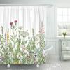 Pianta con Foglie Verdi Tropicali su Sfondo Bianco Tende da Doccia Inodore per Bagno Docce e Vasche da Bagno Decor con Ganci