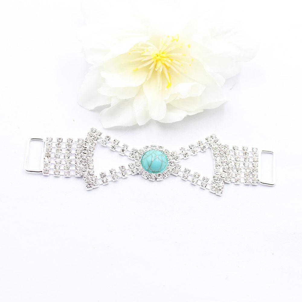 4-piece Set of 15 * 100mm Shiny Butterfly Shaped Rhinestone Turquoise Bikini Chain DIY Wedding Decoration Chain Accessories