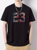 Number 23 Pattern Print Men's Comfy Chic T-shirt, Graphic Tee Men's Summer Outdoor Clothes,Tops