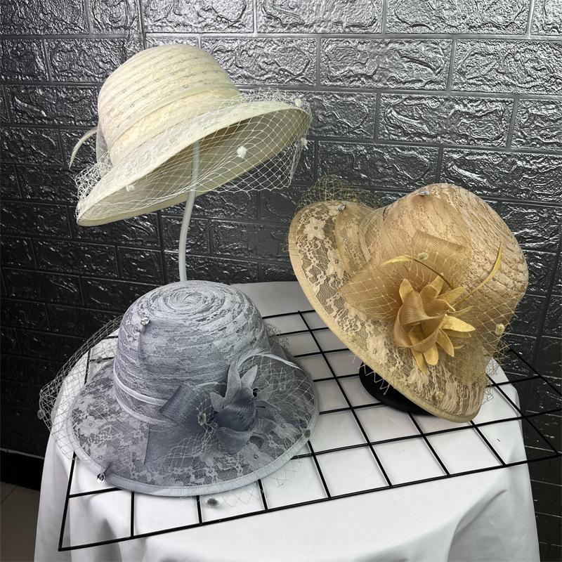 European and American lace mesh sun hat female summer foldable bucket hat travel breathable sun hat top hat