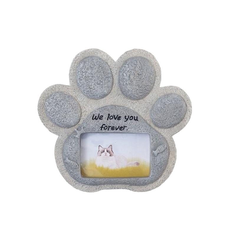 Resin Pet Memorial Tomestone Photo Frame Handcrafts Carved Sculpture Wall Desktop Garden Yard Loss Cats Dog Plaque