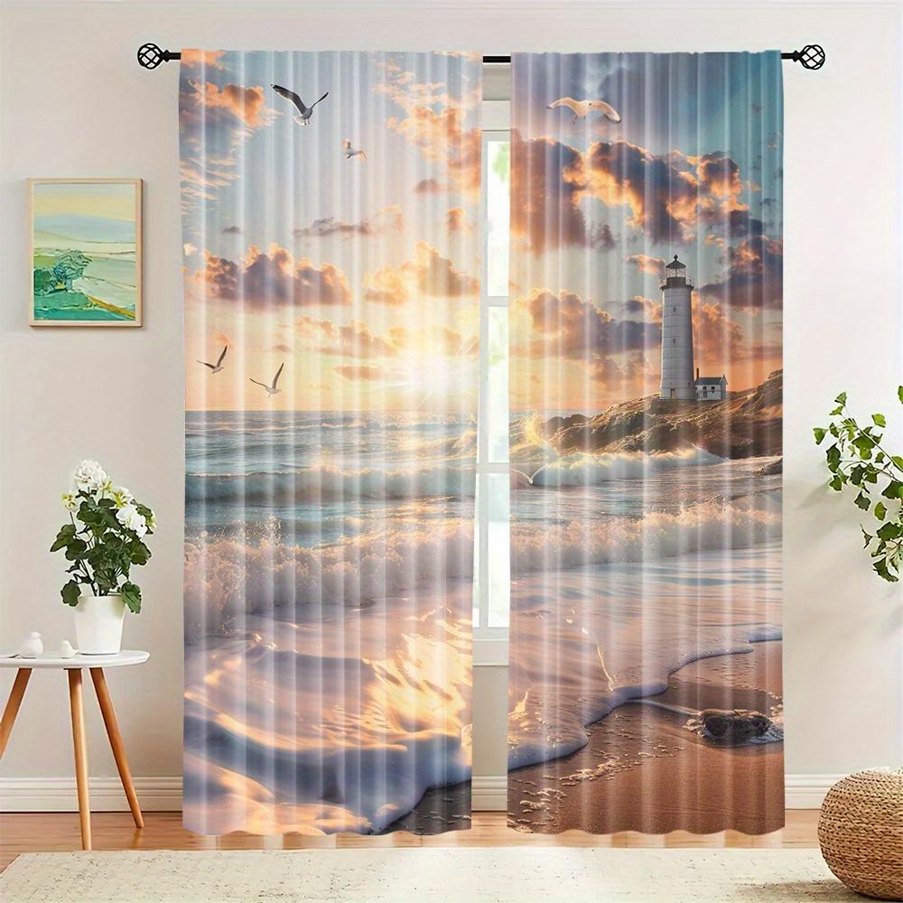 Park Nature Four Seasons Landscape Semi-Blackout Curtains 2Pcs Art Deco Drapes Rod Pocket Decoration for Bedroom Kitchen Blinds