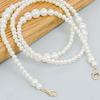 Purse Chain Strap Faux Pearl Bag Chain Strap Replacement with Metal Buckles Shoulder Cross Body Bag Chain for Ladies Tote Handbag